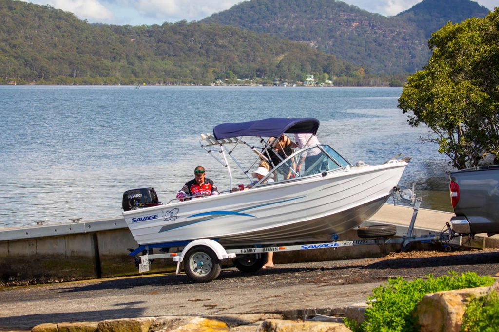 A family getting ready for some boating on the Hawkesbury River